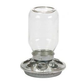 Rocky Mountain Goods Chick Feeder Base for Jar - Jar Feeder for Small Birds and Chickens - Galvanized Rust Proof Steel - 8 Feed Holes - Easy to Attach Glass or Plastic jar