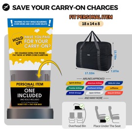 For Frontier Airlines Personal Item Bag 18x14x8 Underseat Travel Duffel Bag Carry on Luggage for Women and Men 30L (With Shoulder Strap)