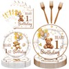 Beary First Birthday Decorations Tableware - 96Pcs Beary 1st Birthday