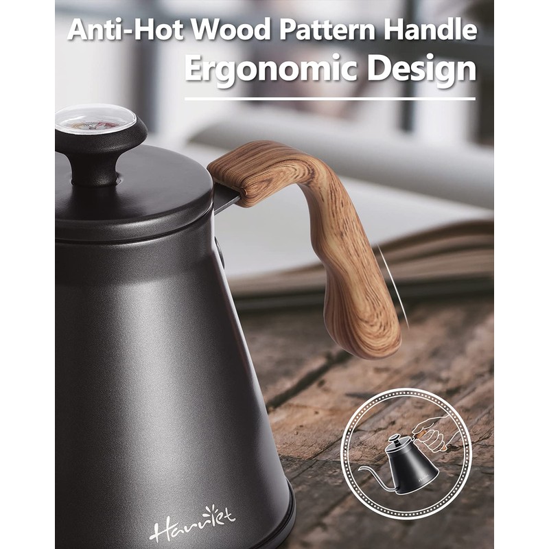 Harriet Gooseneck Kettle with Thermometer for Pour Over Coffee and
