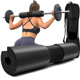 Squat Pad - Foam Barbell Pad for Squats Cushion, Lunges & Bar Padding for Hip Thrusts - Standard Weight Bar Pad - Provides Cushion to Neck and Shoulders While Training - Color: Black
