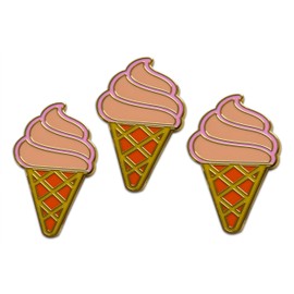 Novel Merk Ice Cream, Pretzel, Pizza & Food Lapel Pin, Hat Pin & Tie Tack Set - with Clutch Back (3-Ice Cream)