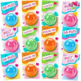 JOYIN 12 PCS Valentines Day Gift Cards with Colorful Play Modeling Squashy Bead Foam for Valentine Party Favor, Classroom Exchange Prize, Valentine’s Greeting Cards