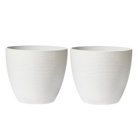 La Jolie Maison Tall Round Planters,White Planters Set of 2, 15 inch Large Heavy Tall Planters for Outdoor Plants