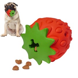 EU SOU Dog Chew Toy, Strawberry, Dog Toy, Nosework, Toothpaste, Toy Ball, Bait, Snack Ball, Small Dogs, Medium Dogs, Large Dogs (3.9 inches (10 cm)