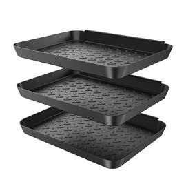 Shoe Drip Tray, Shoe Mat Tray, Pack of 3 Plastic Shoe Trays, Shoe Rack 35 x 27 x 3 cm with Raised Edge, Shoe Mat, Shoe Tray, Plastic for Shoes, Rain, Autumn, Winter