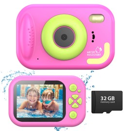 Tosaju Kids Camera Waterproof 48MP 10M Underwater Camera for Kids 1080P 10x Digitalzoom Digital Action Camera with 32GB Card Videocamera Fotocamera Gifts for Boys Girls Pink