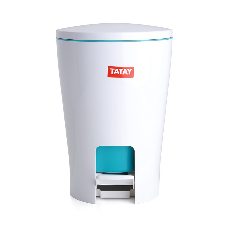 TATAY 4434913 Diabolo Bathroom Bin, Polypropylene, Turquoise, One Size