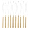 10 PCS Wood Hair Extensions Loop Needle Threader Pulling Hook