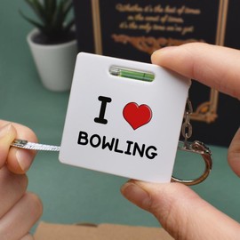 Azeeda 'I Love Bowling' Keyring Tape Measure/Spirit Level Tool (KM00024562)