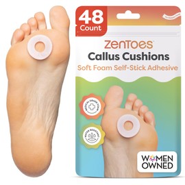 ZenToes ZenToes Callus Cushions | Water-Resistant Self-Stick Adhesive Corn Pads | Foot, Heel, & Toe Discomfort Relief | Soft Foam for Friction Protection | Ideal for Active Lifestyles | 48-Pack