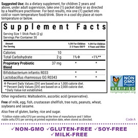 BlueBonnet Nutrition Rainforest Animalz Kids Probiotic 5 Billion CFU^ - Gut, Digestive & Immune Health - Non-GMO Free of Dairy, Gluten, Soy, Sugar, Artificial Flavor & Color - Unflavored, 30 Servings