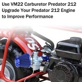 YOXUFA VM22 26mm Carburetor Stage 2 Kit Replacement for Predator 212cc 224cc 196cc Coleman CT200U BT200X Baja MB200 Mini Bike KT196 Go Kart 6.5HP GX160 Clone Engine Parts 212cc Exhaust Muffler