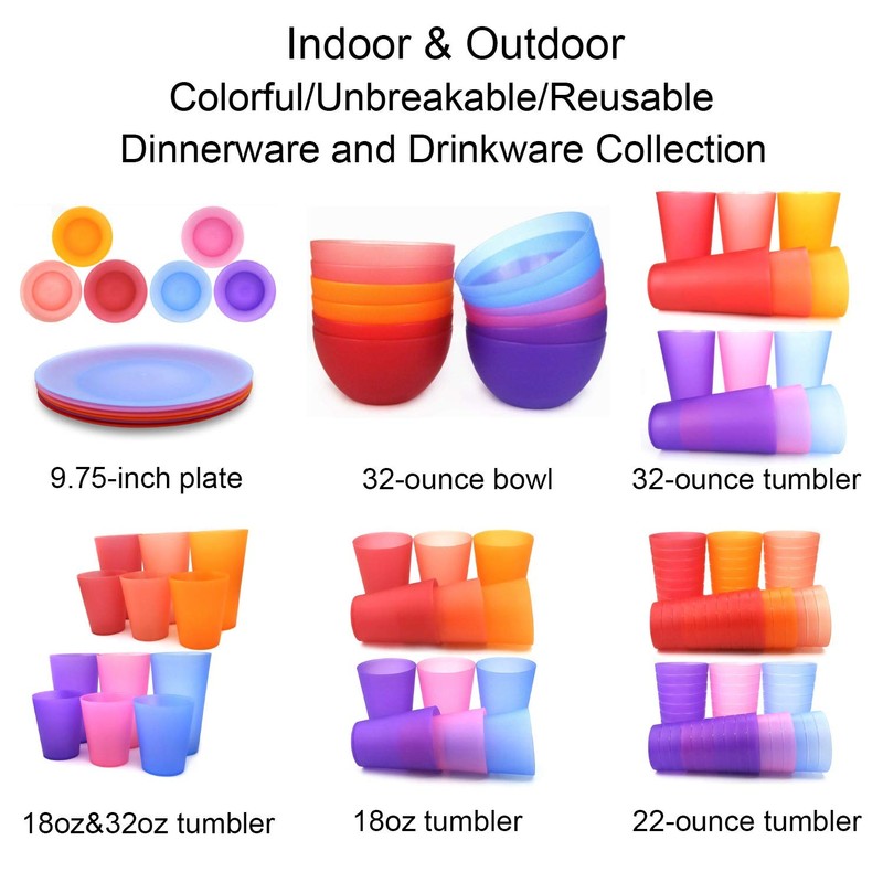 KX-WARE Plastic Bowls set of 12 - Unbreakable and Reusable