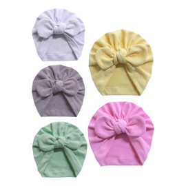 5 Piezas Turbante Gorrito De Algodón Suave Para Bebé