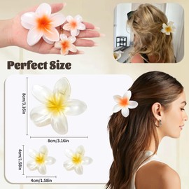 Flower Hair Clips, 6PCS Nonslip Daisy Hair Clips Strong Hold Hawaiian for Medium Thick Flower Claw Clip for Women and Girls