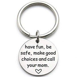 Jude Jewelers Stainless Steel Inspirational Mantra Family Secret Worlds Mother Father's Day Keychain Pendant (have fun, be safe, make good choices and call your mom)