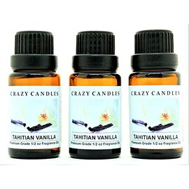 Tahitian Vanilla 3 Bottles 1/2 FL Oz Each (15ml) Premium Grade Scented Fragrance Oil by Crazy Candles