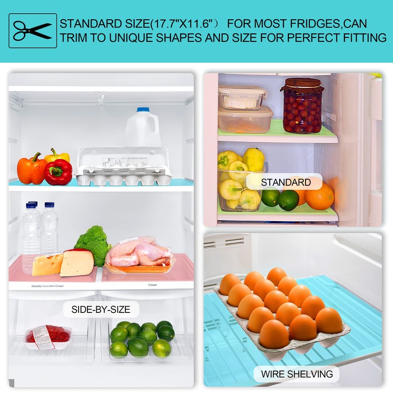 8 Pcs Refrigerator Liners Mats Washable, Refrigerator Mats Liner Waterproof