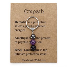 Empath Protection Gifts Keychain for Women Men Protect Gift Keychain for Sister Son Protective Gifts Keychains Natural Stone Keyrings Protection Gift Healing Crystals Keyrings