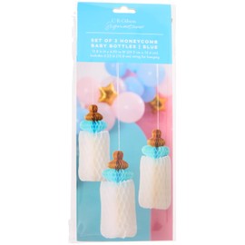 C.R. Gibson Blue Baby Bottle Honeycomb Set/2 - Decorative Baby Shower Honeycomb Decor, Nursery Party Décor