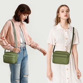Fashion Nylon Crossbody Bags for Women Trendy Cross Body Purse Stylish Messenger Shoulder Bag Green Quilted Crossbody Designer Bag Travel Medium Crossbody Purses