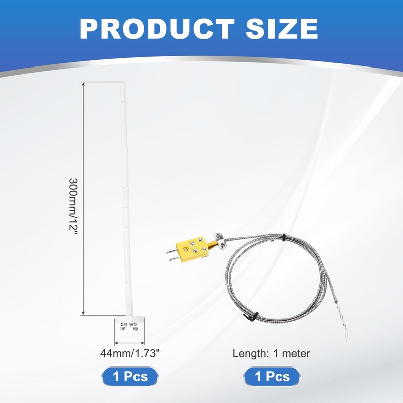 MECCANIXITY 12" K Type Ceramic Kiln Furnace Thermocouple Sensor Probe