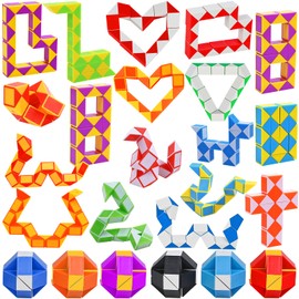 Party Bag Fillers Toys for Kids, 24 PCS Goldge 24 Blocks Magic Snake Cube, Snake Fidget Toy for Kids, Speed Cubes, Children’s Party Toys Twist Puzzle Cube.