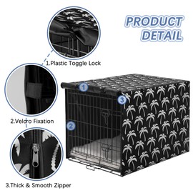 Dog Crate Cover - Double Door Waterproof Pet Kennel Cover, Durable 600D Polyester Protective Cage Cover for 24/30/36/42/48 Inch Dog Crate - Blackprint