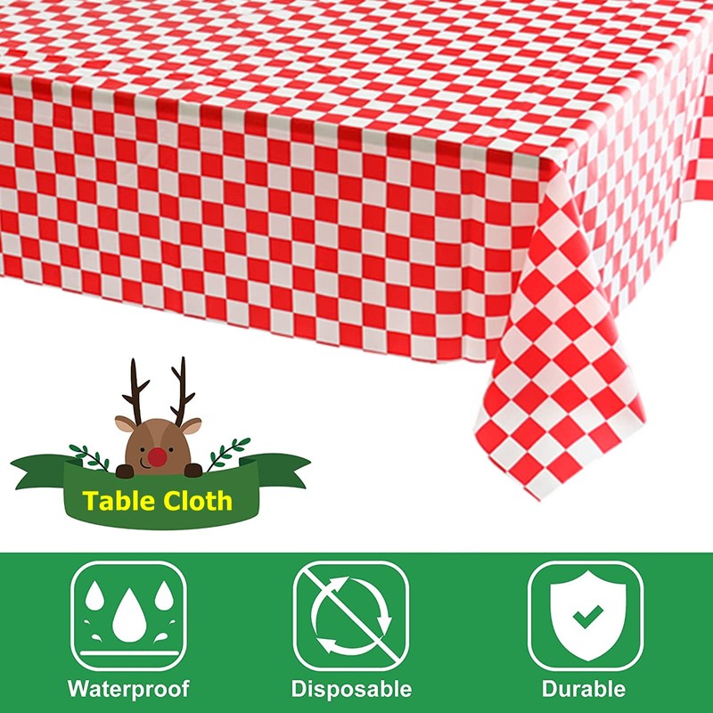 137 * 274cm Red and White Checkered Disposable Table Cloth