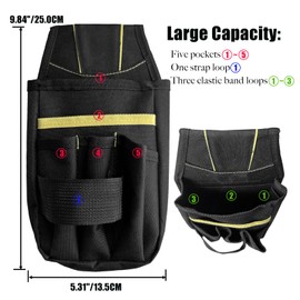 Small Tool Bag with Belt Jacket Multi Pocket Holster Case Tool Bag Lightweight Durable Fabric for Electricians