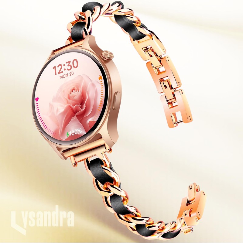 LYSANDRA Slim Gold Bands Adjustable Metal Chain Bracelet Strap Compatible