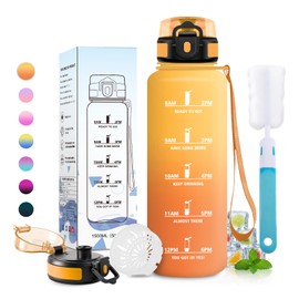JAPORIA Borraccia Sportiva 1,5L, Borraccia Motivazionale con Scala Temporale, con Filtro, a Prova di Perdite, per Campeggio, Corsa, Viaggio, Gym
