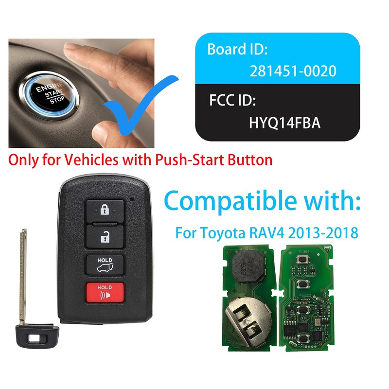 Keyless Entry Remote Control Smart Key Fob for Toyota RAV4