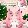 Arrowbash 2 Pcs 4d Pink Dinosaur Balloons Inflatable Matte Dinosaur