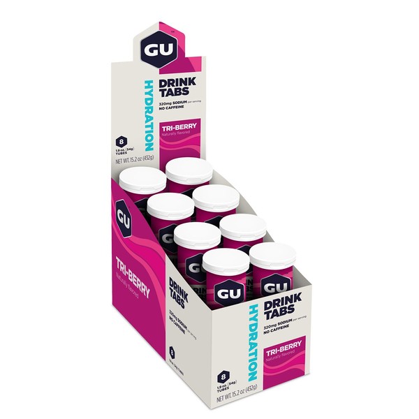 GU Energy Hydration Electrolyte Drink Tablets, 8-Count(96 Servings), Tri-Berry