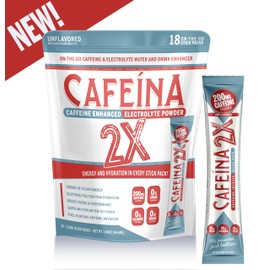 CAFEINA 2X - 200mg Caffeine and Electrolyte Infused Powder Stick Packs (18 Count)