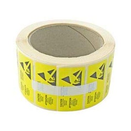 ESD Caution 25mm x 50mm Yellow Pre-Printed Labels - Pack of 1 - 055-0082