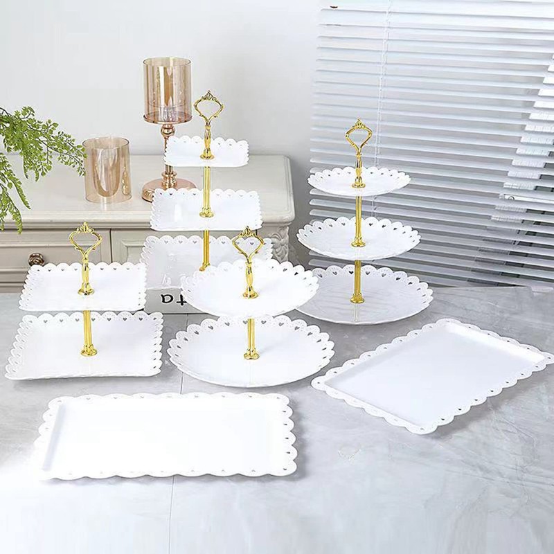 3-Tier Plastic Dessert Stand Cupcake Stand Fruit Candy Display Table