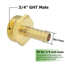 Hooshing 1/4" Garden Hose Repair Kit Male and Female Brass Hose Mender End Repair Connector with Clamps