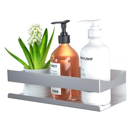 Bestdon SUS304 Stainless Steel Shower Shelf, No Drilling, Bathroom Shelf, Rustproof for Shampoo and Shower Gel, Brushed Silver