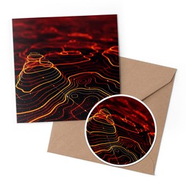 1 x Greeting Card & 10 cm Round Sticker Set - 3D Topographic Map Geography - Birthday Thank You Friend Lover Fan Mum Dad Kids #21063