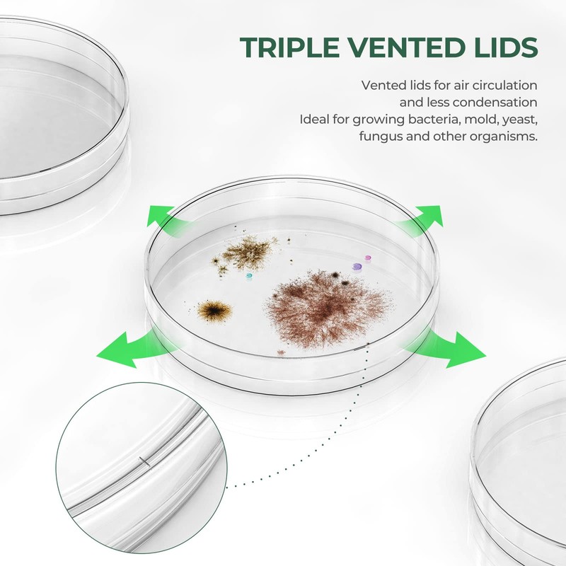 Vabiooth 100 Packs Sterile Thick Plastic Petri Dishes with Lid,