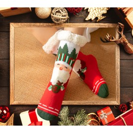 Tolumo Slipper Socks for Women Men Heat Holding Fluffy Sock Knitted Socks Fuzzy Bed Slippers One Size Non Slip B217 Santa Classic