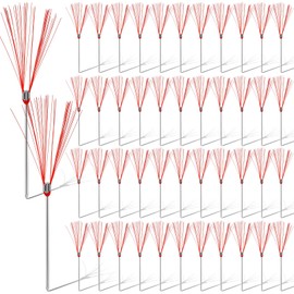 Silkfly 50 Pcs Ground Markers 6 Inch Bright Red Marking Whiskers with Lightweight Non Rust Stakes Survey Property Line Markers for Ground Public Facilities House Garden Hunting