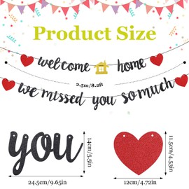 Larrel Welcome Home Decoration, Welcome Home Decoration with We Missed You So Much Banners Garland Welcome Back Banner for Return Family Celebrations Classroom Family Return School Season