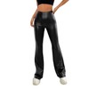 WDIRARA Women's High Waisted Faux Leather Flare Leg Bell Bottom