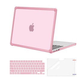 MOSISO Funda Compatible con MacBook Air 13.6 Pulgadas Case 2025-2022 M4 A3240 M3 A3113 M2 A2681,Tarea Pesada Carcasa Rígida con TPU Parachoques&Cubierta Teclado&Protector de Pantalla, Rosa Tiza