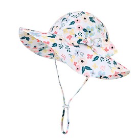 Volicph Baby Summer Hat Girls Sun Hat Toddler Beach Hat Baby Bucket Hat UPF 50 for Baby Girls Infant Child Toddler, Printed bow on white