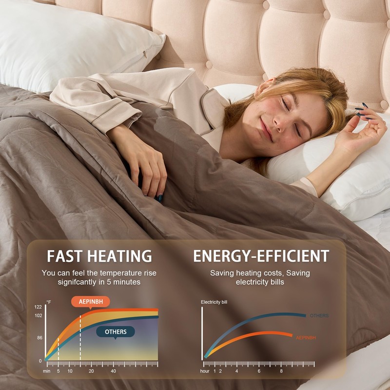 Heated Blanket King Size 90"x104", 6 Heat Levels, 10H Auto-Off,